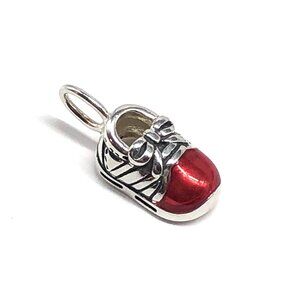 Sterling Silver Charm Red Enamel Sneaker Shoe Charm Pendant